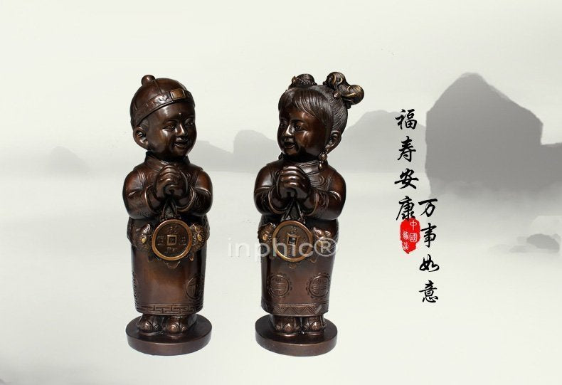 INPHIC-宗教 精品純銅開光金童玉女擺件仿古家居裝飾工藝品恭喜發財開業