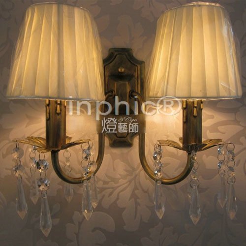 INPHIC-歐式 簡約 雙頭壁燈 布藝壁燈 床頭水晶壁燈
