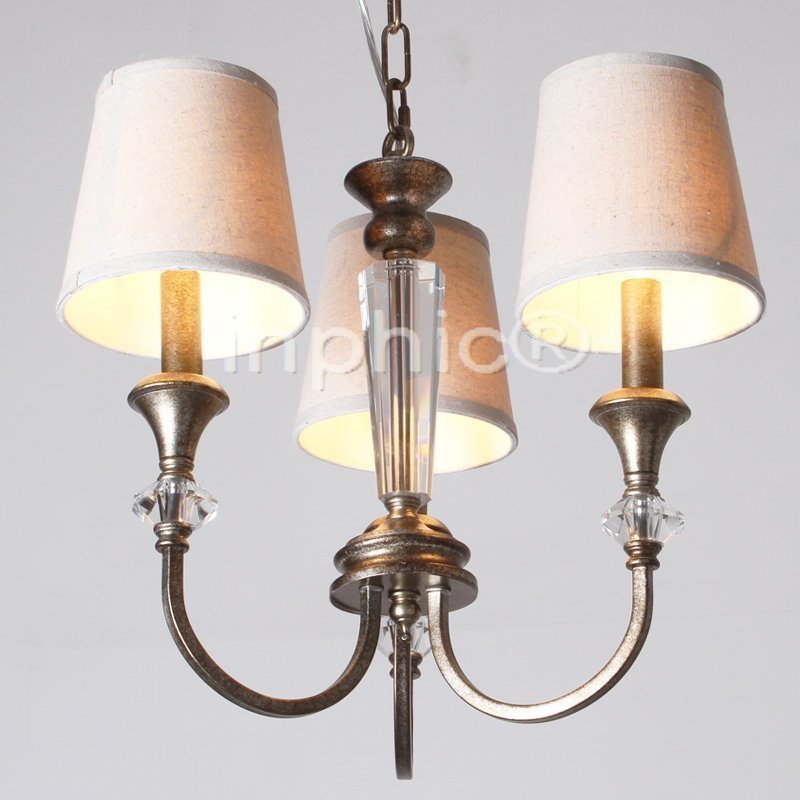 INPHIC-美式燈鐵藝燈三頭餐吊燈水晶燈歐式田園餐廳燈書房燈臥室燈具