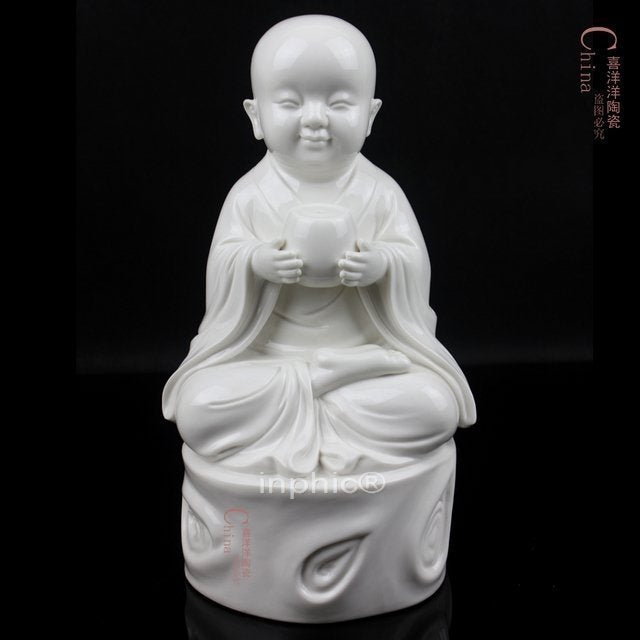 INPHIC-宗教 9吋小和尚陶瓷擺飾 瓷佛堂擺飾擺設 家居裝飾品 工藝品
