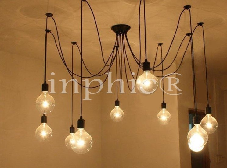 INPHIC-美式鄉村簡約復古咖啡廳客廳酒吧天女散花吊燈工業loft燈 12頭不附遙控2米線