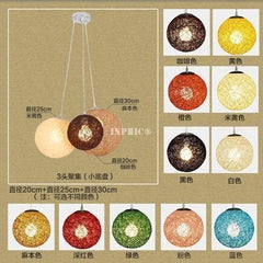 INPHIC-北歐簡約餐廳吊燈吧臺飯廳書房創意藝術個性藤藝麻球吊燈燈罩 20+25+30聚焦一套