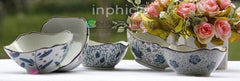 INPHIC-日式 餐具 蘭花 山田燒 10入套裝 四角碗 陶瓷碗 飯碗 瓷碗 超值