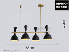 INPHIC-客廳吧台吊燈燈具簡約北歐餐廳多燈後現代-4燈-黑白兩色可選
