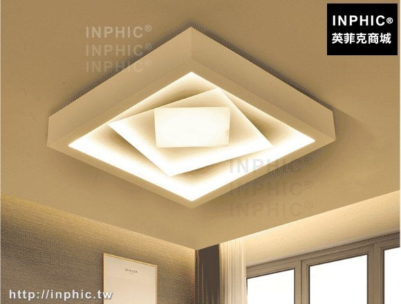 INPHIC-正方形北歐led燈臥室燈LED吸頂燈簡約燈具房間餐廳客廳燈幾何現代-小款直徑48cm