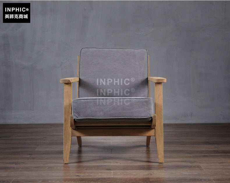 INPHIC-美式實木 單人布沙發椅