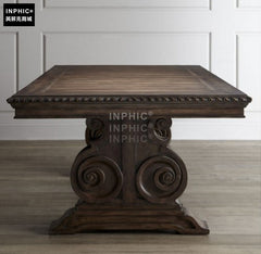 INPHIC-新古典後現代美式復古雕花橡木辦公桌 餐桌