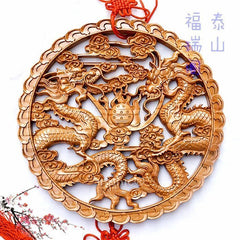 INPHIC-宗教 雙龍戲珠 開光桃木掛件 風水掛件 木質家居掛件 鎮宅避邪