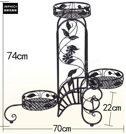 INPHIC-歐式田園鐵藝花架落地式 花盆架吊蘭架 陽臺放花架子