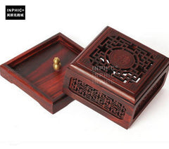 INPHIC-A紅酸枝木香具香爐木質盤香盒 福字檀香爐 盤香爐熏香爐-雙層方香盒
