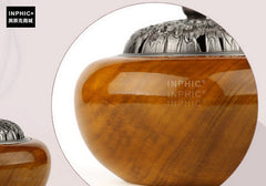 INPHIC-金絲楠木香爐 黃金楠木質香插香盒 檀香盤香爐塔香薰爐-祥雲款/牡丹款盤香爐