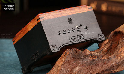 INPHIC-紅木盤香爐音樂盒香盒 實木質創意電子香薰爐陶瓷檀香爐紫氣東來
