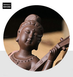 INPHIC-飛天仙女琵琶陶瓷倒流香爐 錐香塔香熏香爐 瀑布觀煙香爐香禮