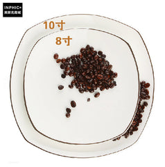 INPHIC-黃金鑲邊 西式陶瓷餐具 骨瓷平盤 圓盤牛排盤子骨碟子6吋8吋10吋