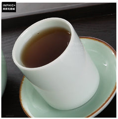 INPHIC-餐廳會客青瓷茶杯碟 影青釉陶瓷清新帶碟水杯子