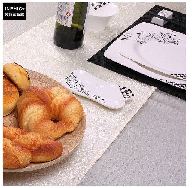 INPHIC-桌旗餐旗電視櫃布 歐式簡約田園茶几旗皇族聖紋米黃色