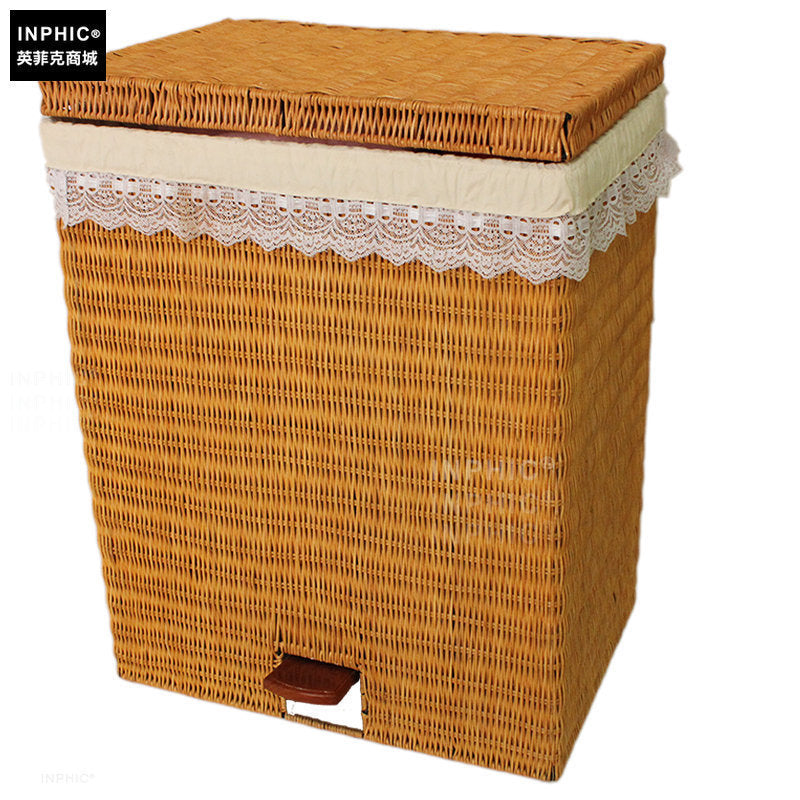 INPHIC-腳踏式 藤編衣服 洗衣籃 收納籃日本式