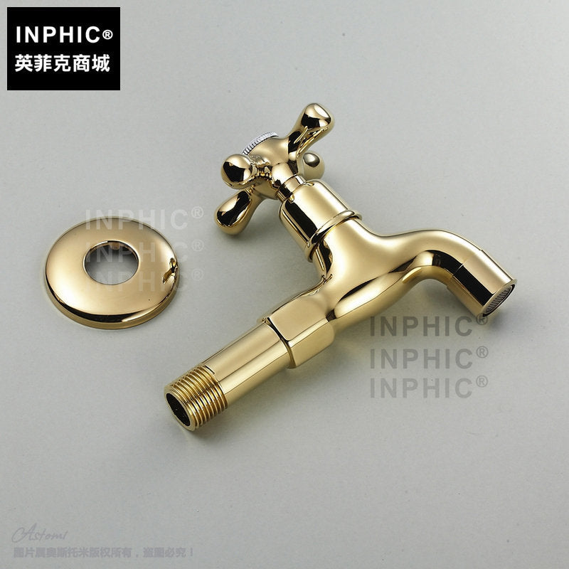 INPHIC-金色全銅洗衣機龍頭 歐式入墻單冷龍頭 豪華 加厚加重