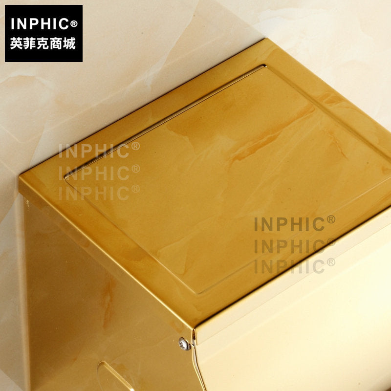 INPHIC-歐式鍍金紙巾架 金色紙巾架 廁紙架 衛生紙盒 密封式紙架