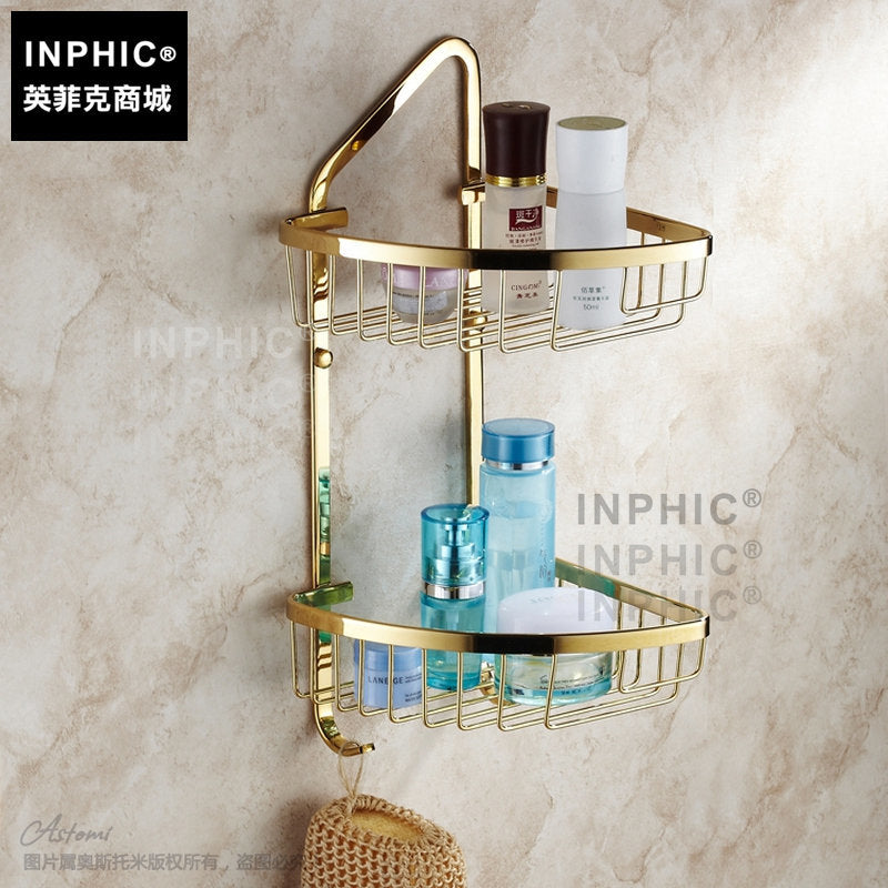 INPHIC-歐式豪華 全銅金色浴室角架 三角置物架 置物籃