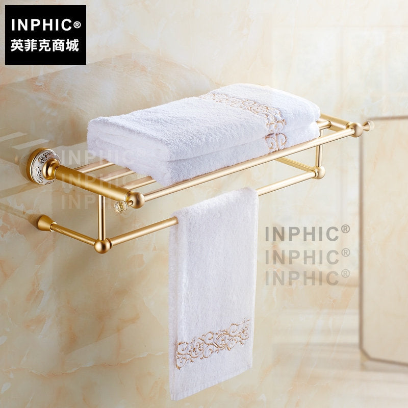 INPHIC-歐式浴巾架 香檳金色毛巾架置物架廁所仿古浴室五金壁掛擺飾套裝