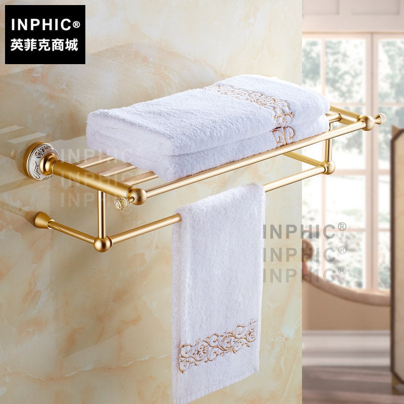 INPHIC-歐式浴巾架 金色毛巾架 毛巾桿五金壁掛擺飾太空鋁衛浴室置物架套裝