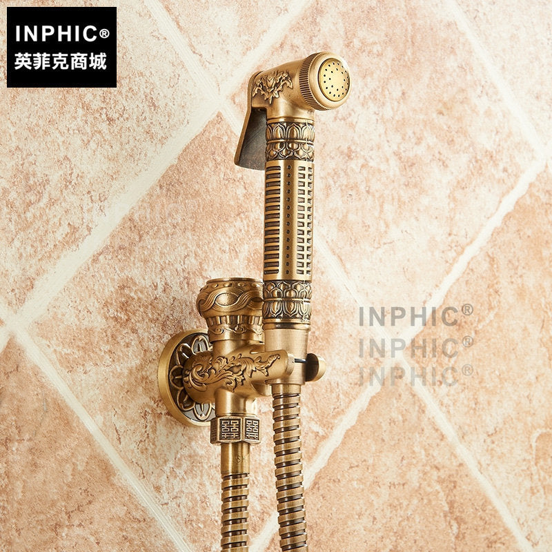 INPHIC-歐式仿古 全銅馬桶噴槍龍頭 婦洗器凈身器沖洗器套裝角閥增壓-B款
