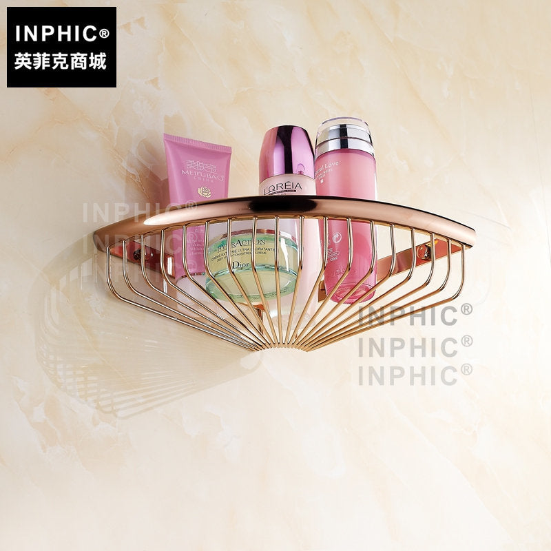 INPHIC-歐式玫瑰金置物架 轉角架/籃 單層仿古籃全銅浴室角架