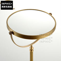 INPHIC-臺式美容鏡 全銅仿古歐式化妝鏡雙面三倍放大梳妝鏡金色8英寸鏡子