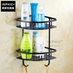 INPHIC-全銅歐式黑仿古雙層三角籃美式衛浴五金壁掛擺飾廁所拐角置物架