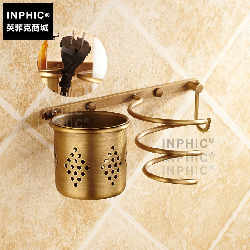 INPHIC-全銅歐式仿古吹風機架壁掛電吹風架浴室壁掛擺飾置物架壁掛收納風筒架