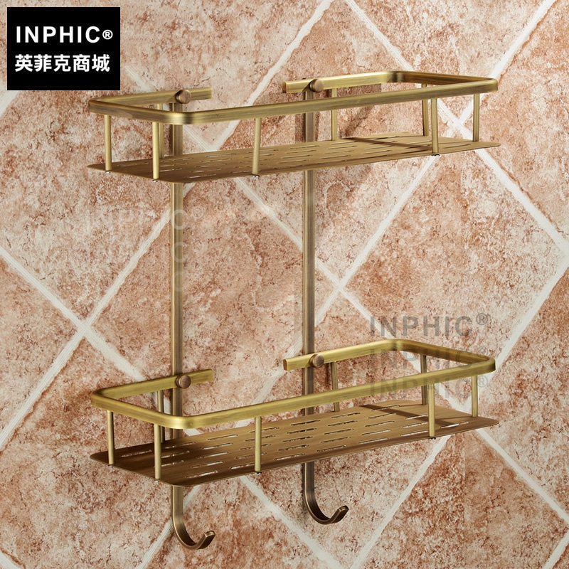 INPHIC-全銅仿古置物架歐式衛浴壁掛擺飾廁所復古雙層衛浴置物架壁掛浴室
