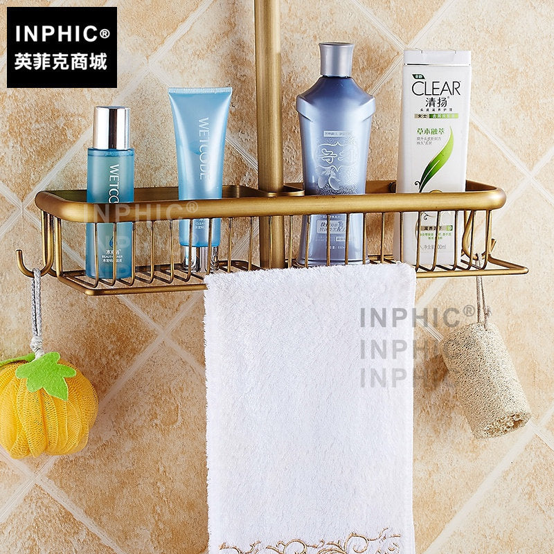 INPHIC-全銅仿古置物架 歐式置物籃帶掛鉤廁所浴室壁掛擺飾淋浴花灑桿專用