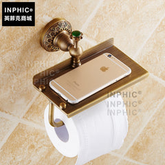 INPHIC-歐式全銅仿古紙巾架廁紙架復古手紙架帶手機架浴室廁所五金壁掛擺飾
