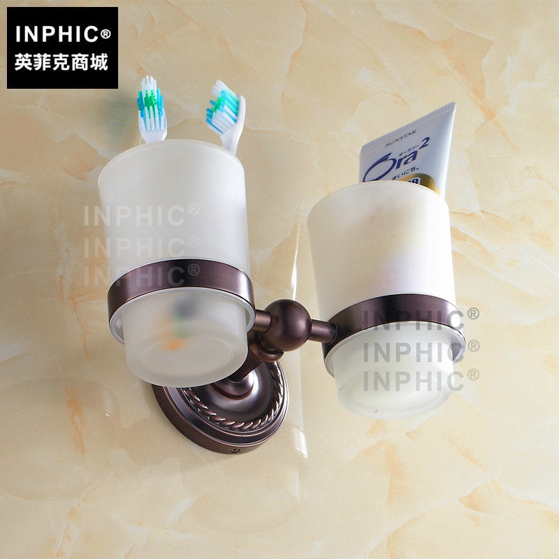 INPHIC-歐式牙刷架套裝 全銅仿古漱口杯架 仿古玫瑰紫浴室壁掛擺飾陶瓷杯