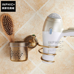 INPHIC-綠鉆全銅歐式仿古吹風機架復古電吹風架梳子架浴室五金壁掛擺飾置物架