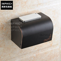 INPHIC-黑古銅紙巾盒黑色仿古卷紙器廁所防水紙巾架全銅歐式衛浴
