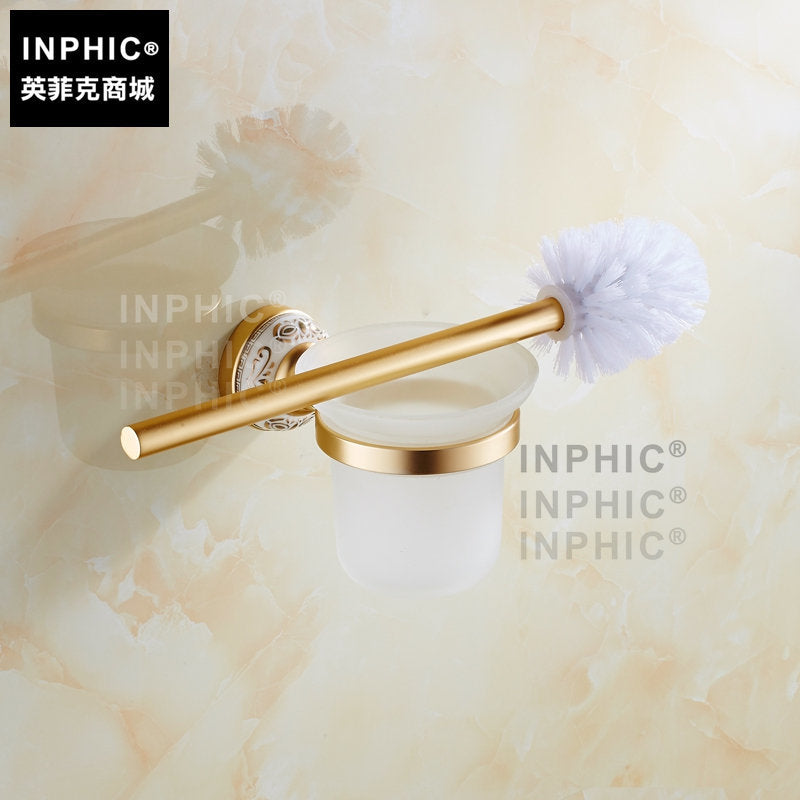 INPHIC-啞光香檳金色馬桶刷 套裝 太空鋁廁所架 馬桶刷架