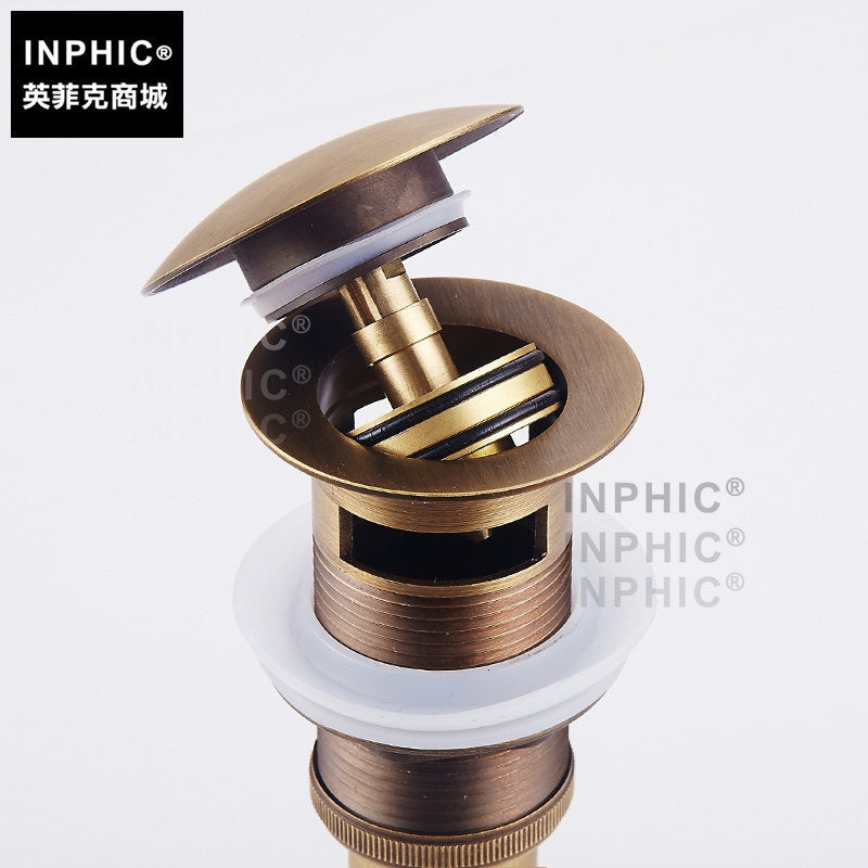 INPHIC-大蘑菇下水器 全銅彈跳 臉盆藝術盆去水器 仿古復古歐式下水通用
