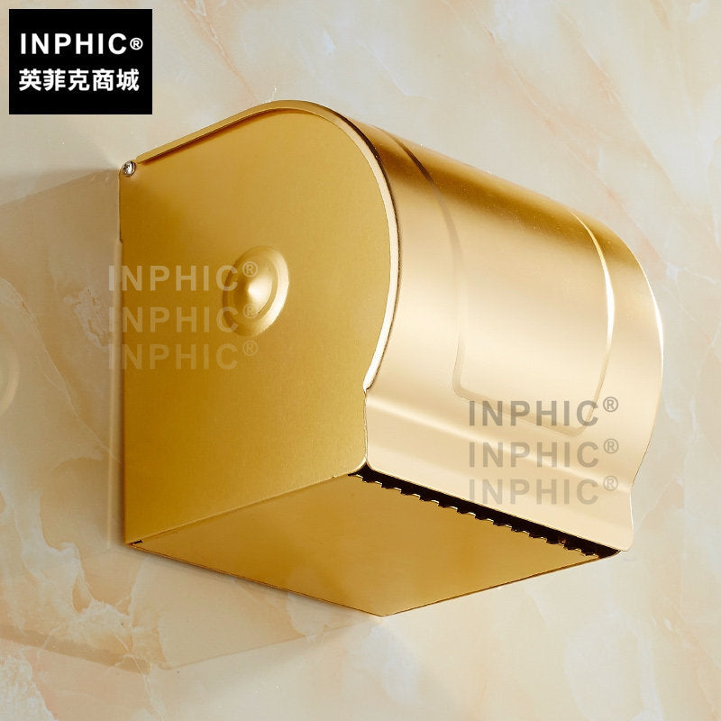 INPHIC-啞光香檳金色太空鋁紙巾盒 紙巾架卷紙器紙巾筒防水廁紙架