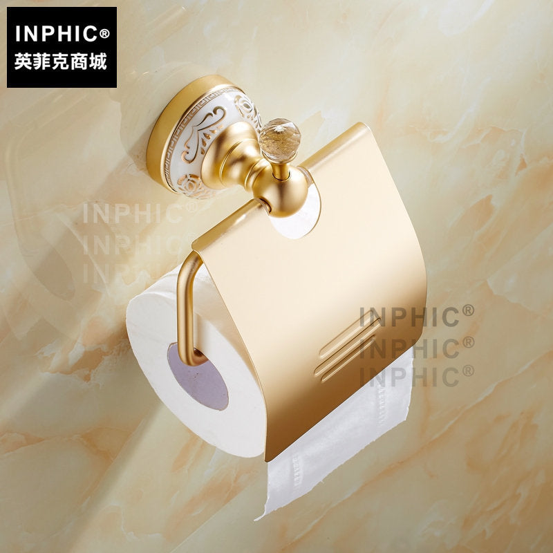 INPHIC-啞光香檳金色太空鋁紙巾架 廁紙盒紙巾盒廁紙架