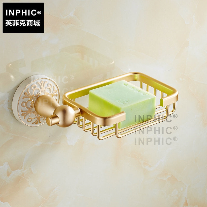 INPHIC-香檳金色浴室皂網 廁所置物架肥皂網肥皂盒青花瓷陶瓷象牙白