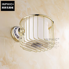 INPHIC-青花瓷 歐式全銅紙巾簍 廁紙簍 紙巾盒 金色浴室手紙盒 卷紙架