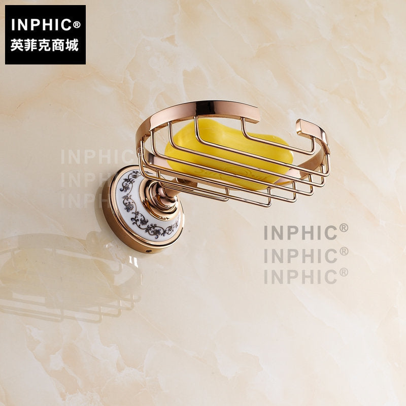 INPHIC-玫瑰金皂網 歐式金色香皂架 青花瓷肥皂網衛浴五金壁掛擺飾