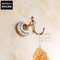 INPHIC-玫瑰金衣鉤 歐式青花瓷雙衣鉤 衣帽鉤金色五金壁掛擺飾掛鉤