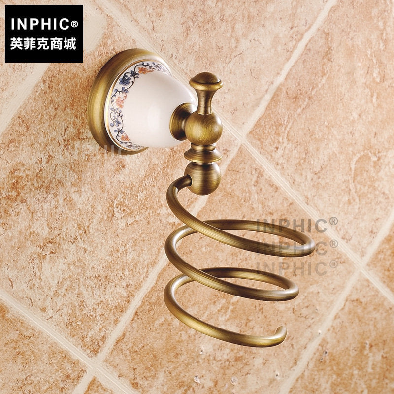 INPHIC-吹風機支架 仿古 歐式 復古 電吹風機置物架 全銅陶瓷全銅