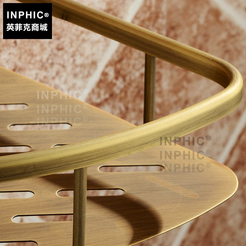 INPHIC-全銅仿古三角籃置物架廁所歐式浴室衛浴雙層角架三角架復古單層