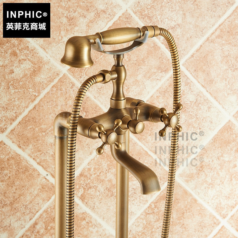 INPHIC-仿古浴缸龍頭 全銅落地貴妃立式水龍頭歐式復古冷熱淋浴花灑套裝