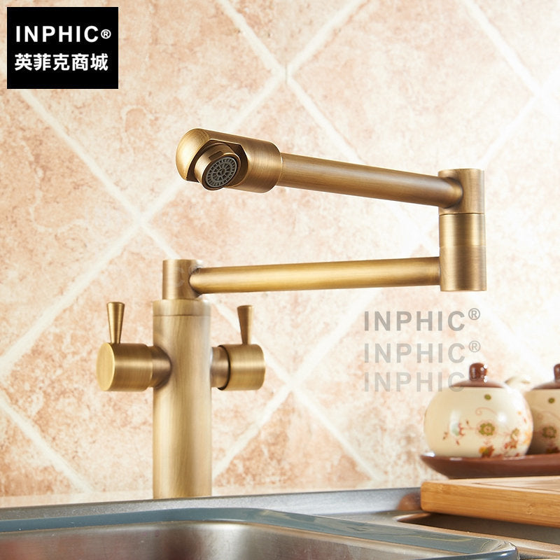 INPHIC-廚房水龍頭歐式仿古 全銅可折疊伸縮冷熱水槽洗菜盆龍頭 360旋轉
