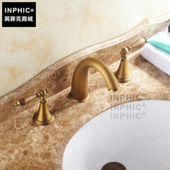 INPHIC-衛浴全銅三孔臉盆水龍頭 歐式仿古三件套 分體雙把冷熱水